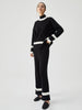Clara | Stilvolle Pulloverhose aus Rippenstrick mit Kontrastbesatz