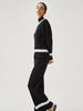 Clara | Stilvolle Pulloverhose aus Rippenstrick mit Kontrastbesatz