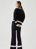 Clara | Stilvolle Pulloverhose aus Rippenstrick mit Kontrastbesatz