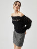 Anna | Gehäkelte Off-Shoulder Bluse mit Kreisdurchbrüchen