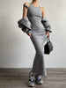 Clara | Modisches asymmetrisches Maxikleid mit geteiltem Rundhalsausschnitt