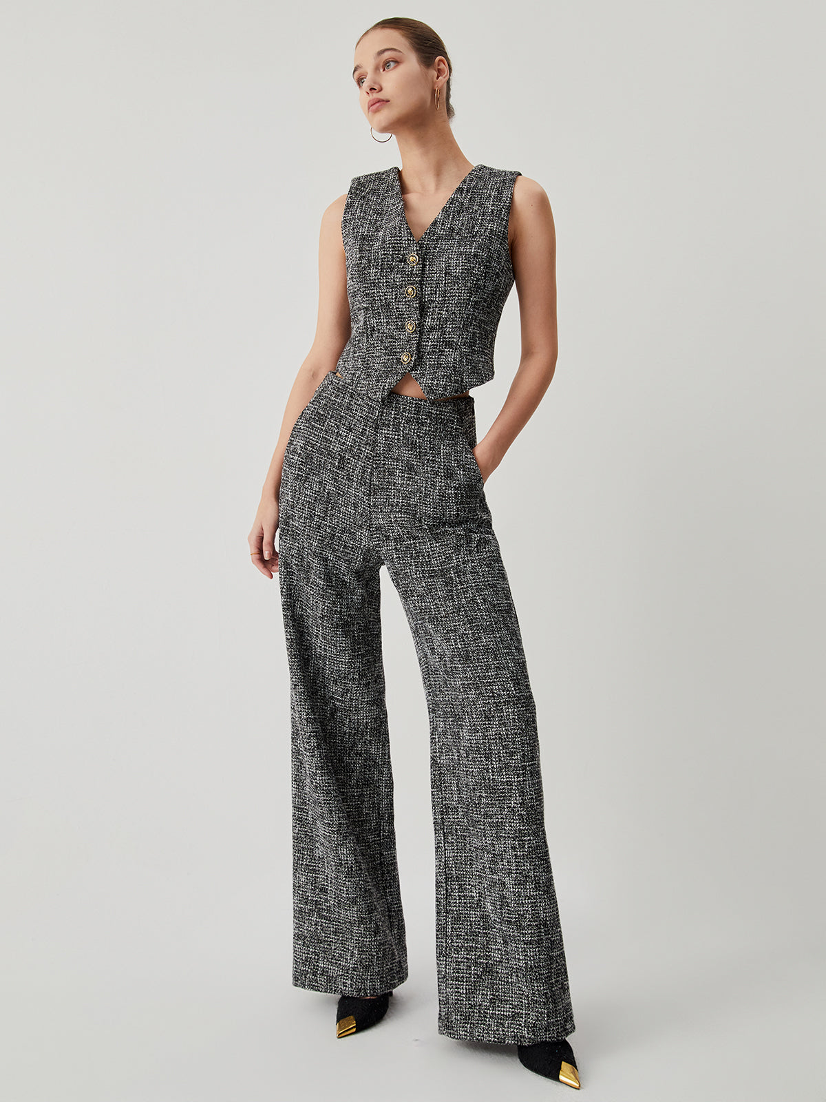 Jonas | Elegante Tweed-Hose mit geradem Bein und Taschen