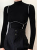 Martin | Kontrastiertes Mock Neck Langarmoberteil