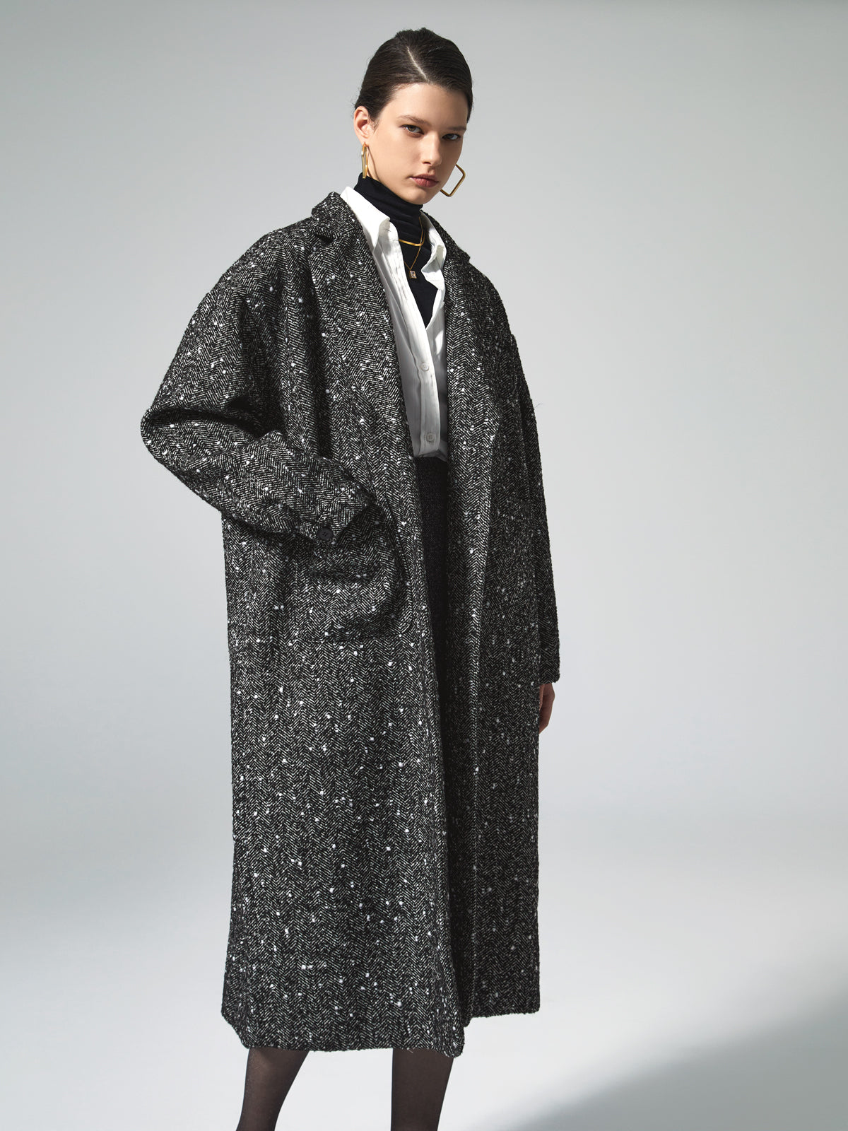 Clara | Eleganter Tweed-Boucle-Wollmantel