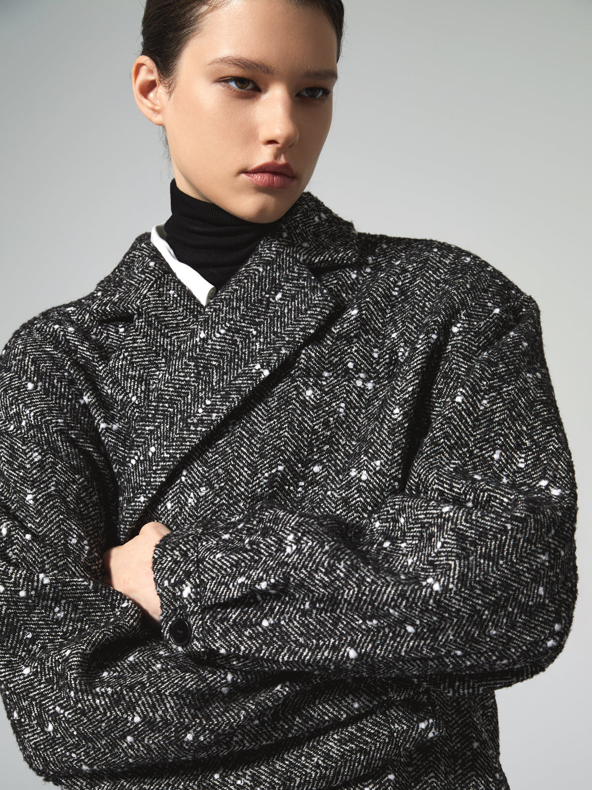 Clara | Eleganter Tweed-Boucle-Wollmantel