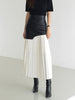 Marlene | Asymmetrischer Patchwork Midi-Rock aus Kunstleder und Chiffon