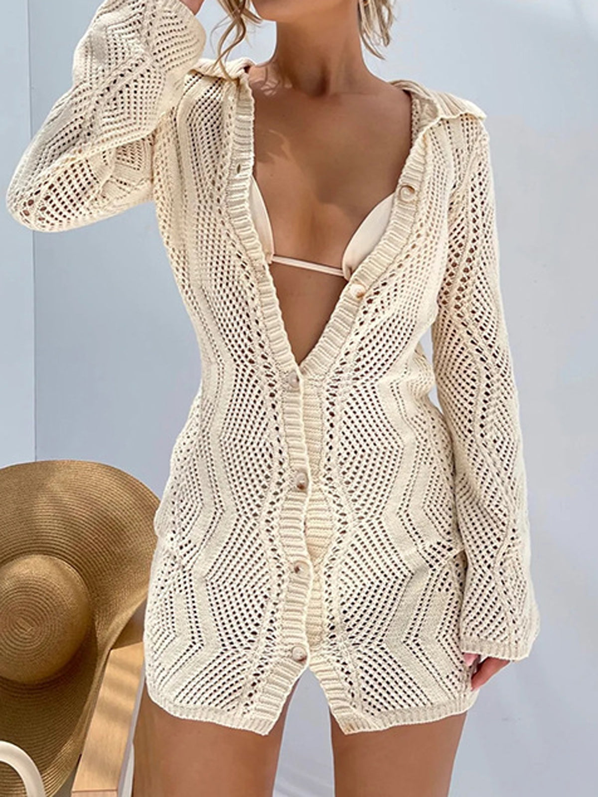 Carla | Jacquard Cardigan Kurzes Strickkleid