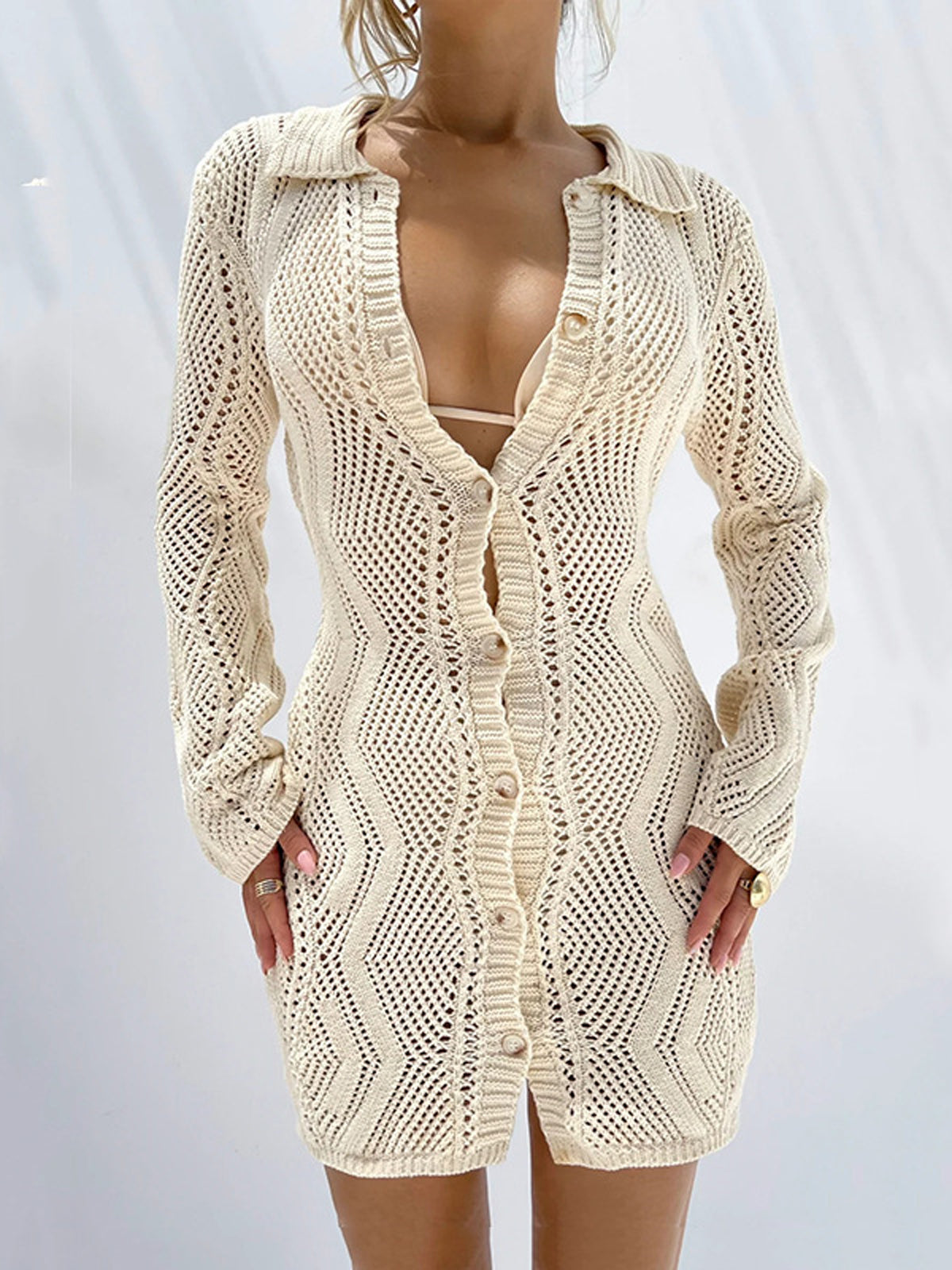 Carla | Jacquard Cardigan Kurzes Strickkleid