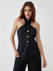 Verzaubernde Eleganz | Rhinestone Button Halter Top