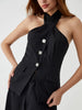 Verzaubernde Eleganz | Rhinestone Button Halter Top