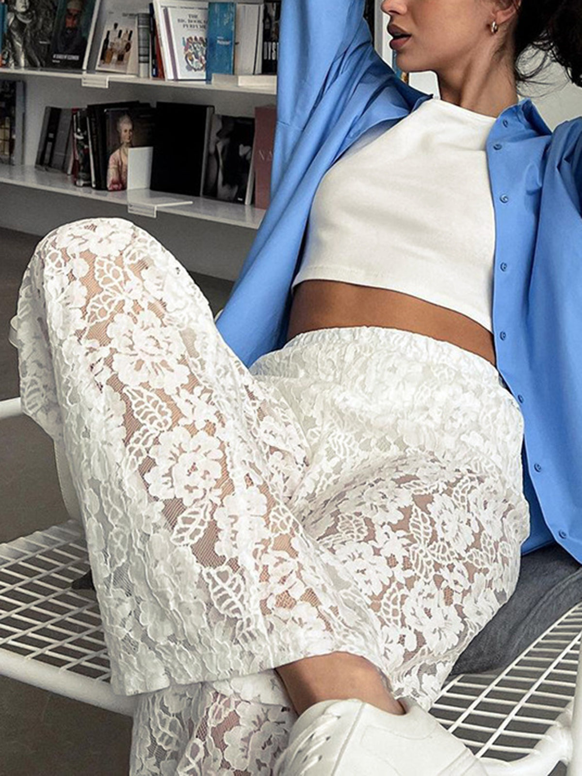Olivia | Romantische Spitzen-Hosen mit weitem Bein