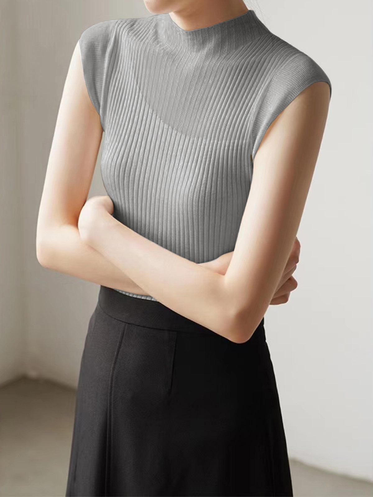 Mia | Ärmelloses Mesh-Patchwork-Top