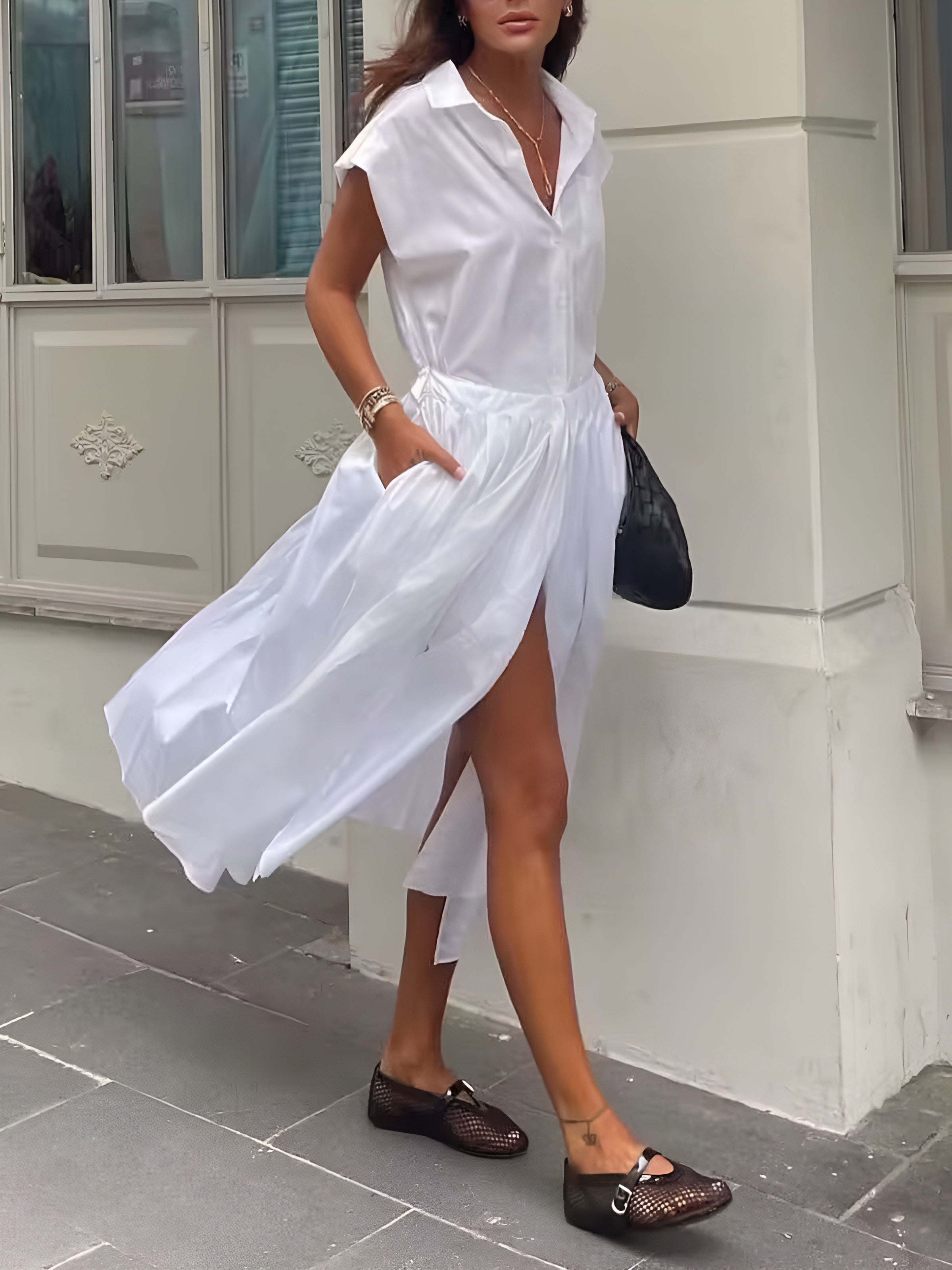 Emilia | Ärmelloses Midi-Kleid mit Schlitz