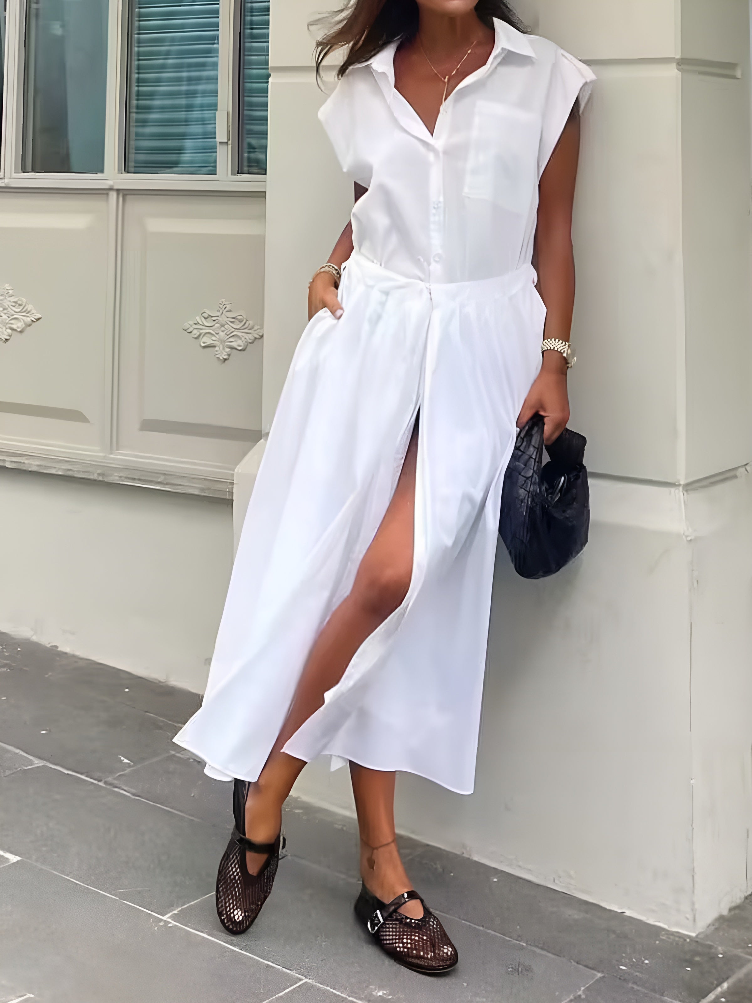 Emilia | Ärmelloses Midi-Kleid mit Schlitz