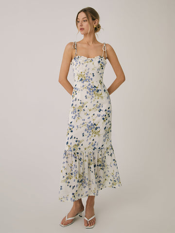 Mia | Rüschenshirt-Maxikleid mit Blumenmuster
