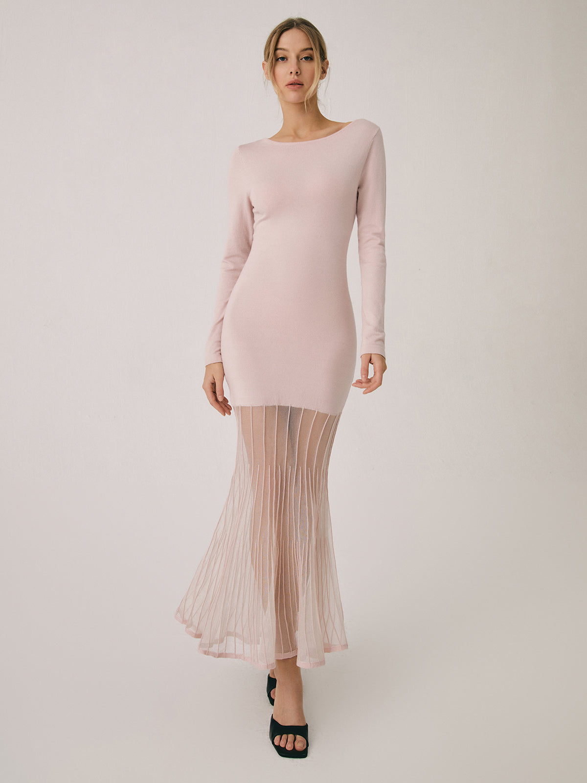 Merle | Elegantes Midi-Kleid mit Spitzensaum