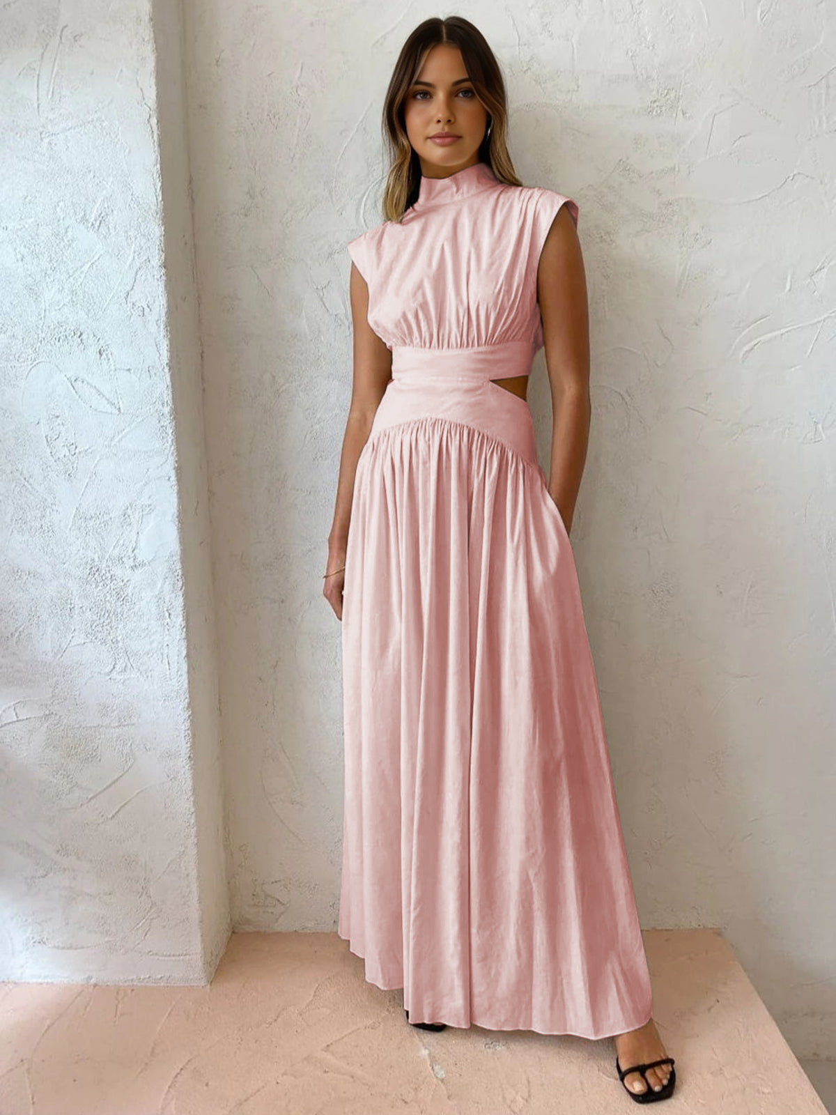 Clara | Maxi Kleid mit Cut-Out und Mock Neck