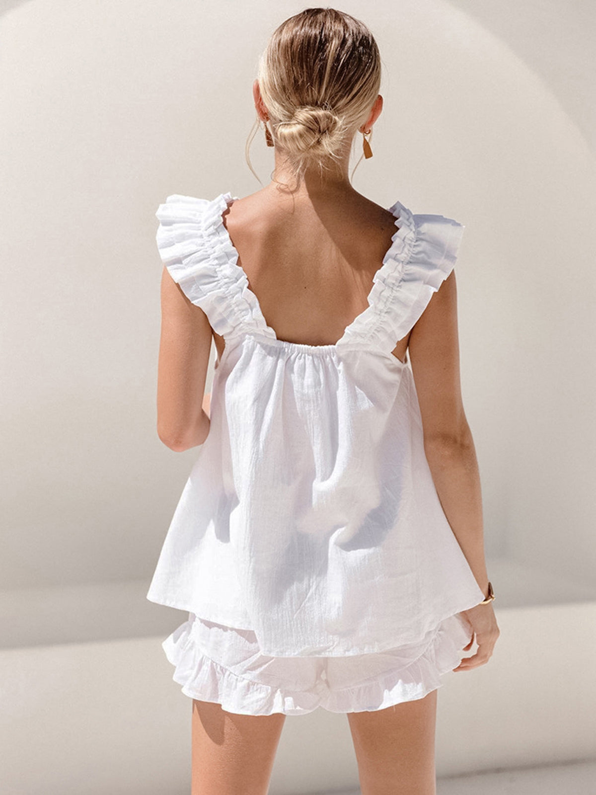 Clara | Rüschenshorts-Set aus reiner Baumwolle
