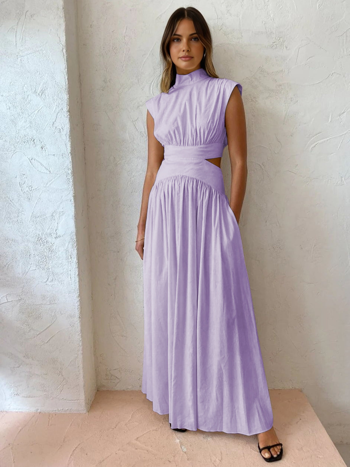 Clara | Maxi Kleid mit Cut-Out und Mock Neck