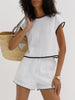 Clara | Elegantes Shorts Set mit Kontrastbesatz