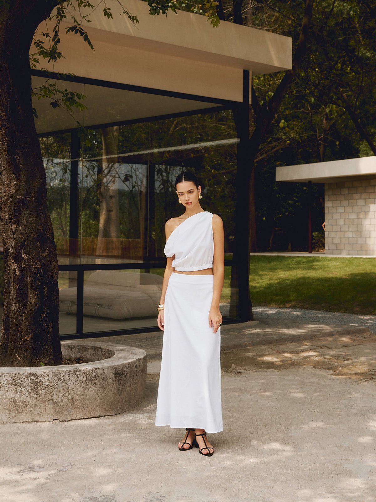 Anja | Asymmetrische Bluse aus Baumwolle und Leinen