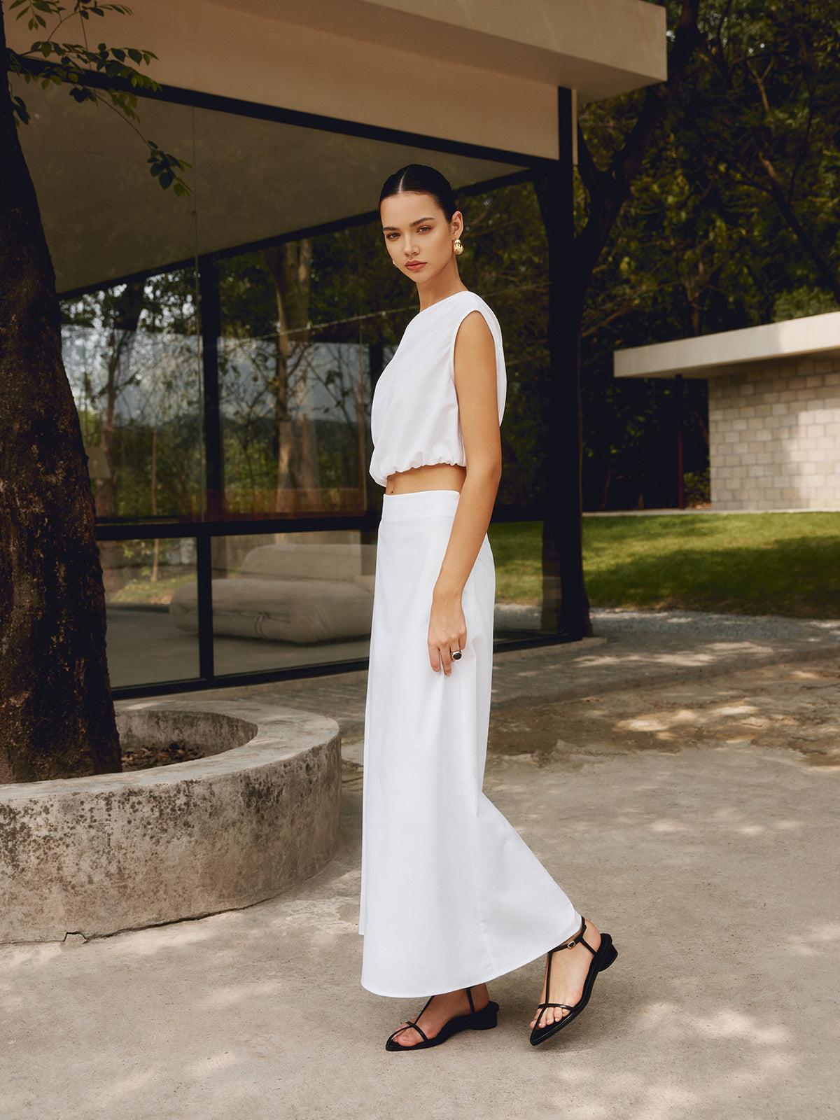 Anja | Asymmetrische Bluse aus Baumwolle und Leinen