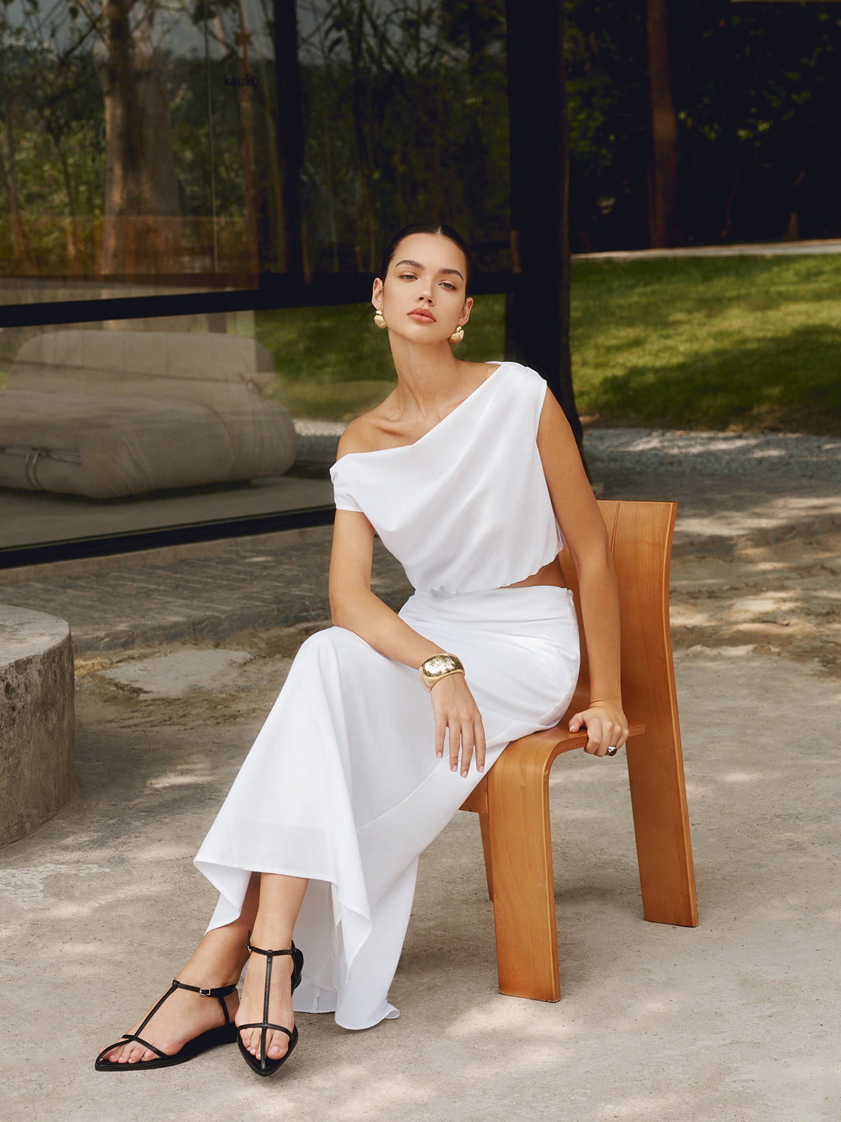 Anja | Asymmetrische Bluse aus Baumwolle und Leinen