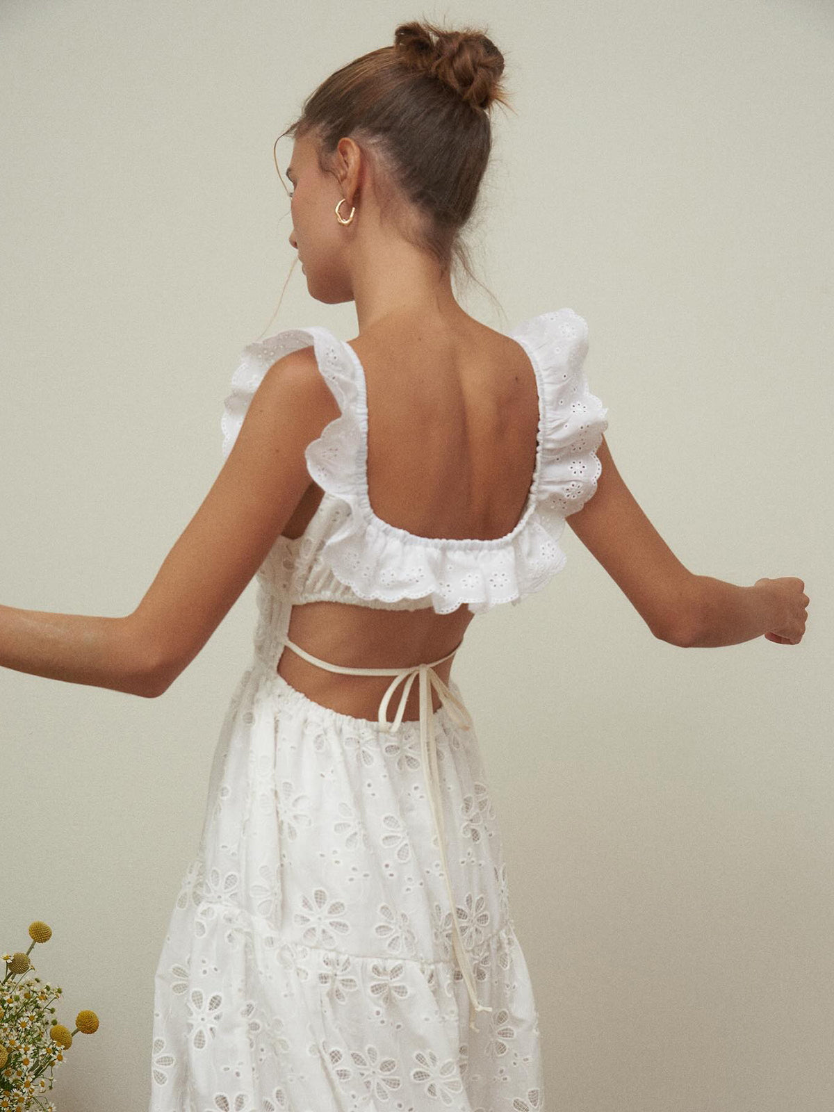 Clara | Elegantes Maxi-Kleid aus Baumwolle mit Stickerei