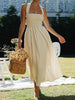 Clara | Langes Karomuster Kleid mit Halter und Criss Cross-Details