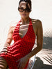 Clara | Polka Dot Halter V-Ausschnitt Kurzkleid