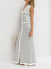 Clara | Gestreiftes Langarm-Strickkleid mit Metallknöpfen