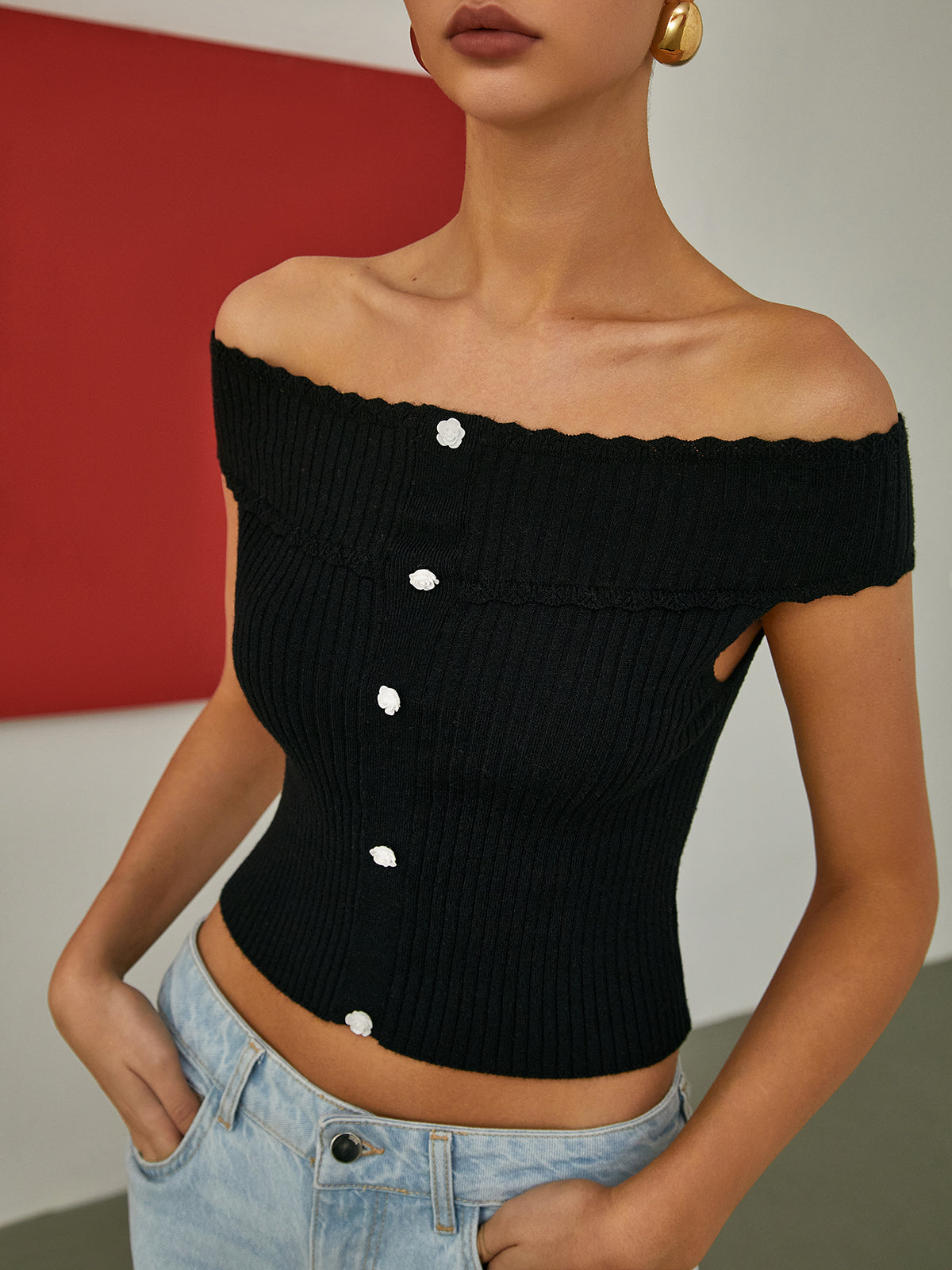 Clara | Basic-Off-Shoulder-Strick-Top