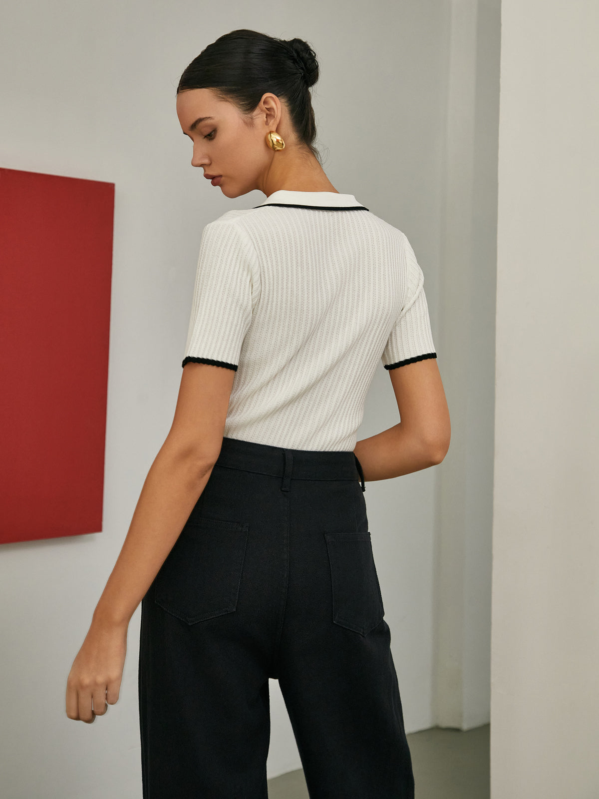 Lukas | Elegantes Strickoberteil mit Kontrastbesatz