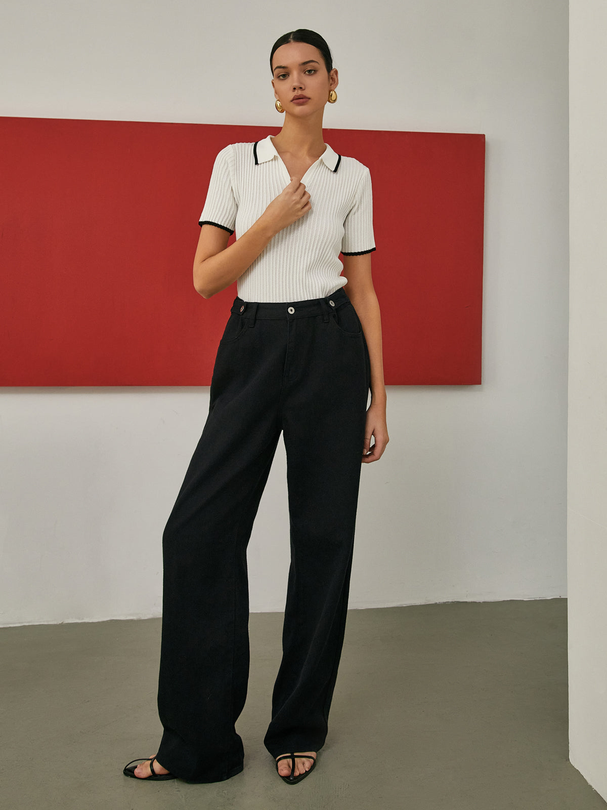 Lukas | Elegantes Strickoberteil mit Kontrastbesatz