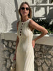 Clara | Elegantes Kleid mit Schlüsselloch-Ausschnitt und Perlenverzierung