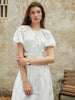 Clara | Midi-Kleid mit Puffärmeln und Knoten