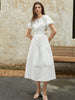 Clara | Midi-Kleid mit Puffärmeln und Knoten