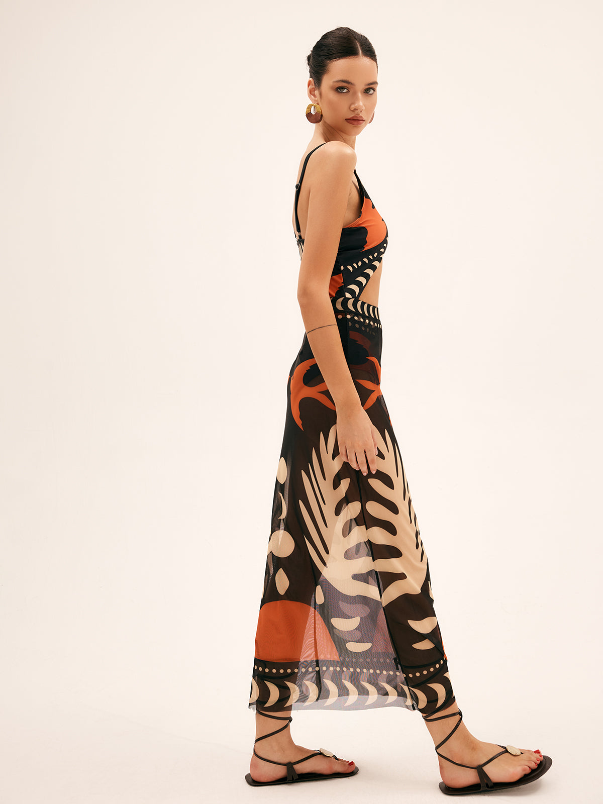 Laura | Luftiger Mesh-Maxirock mit Vogelprint