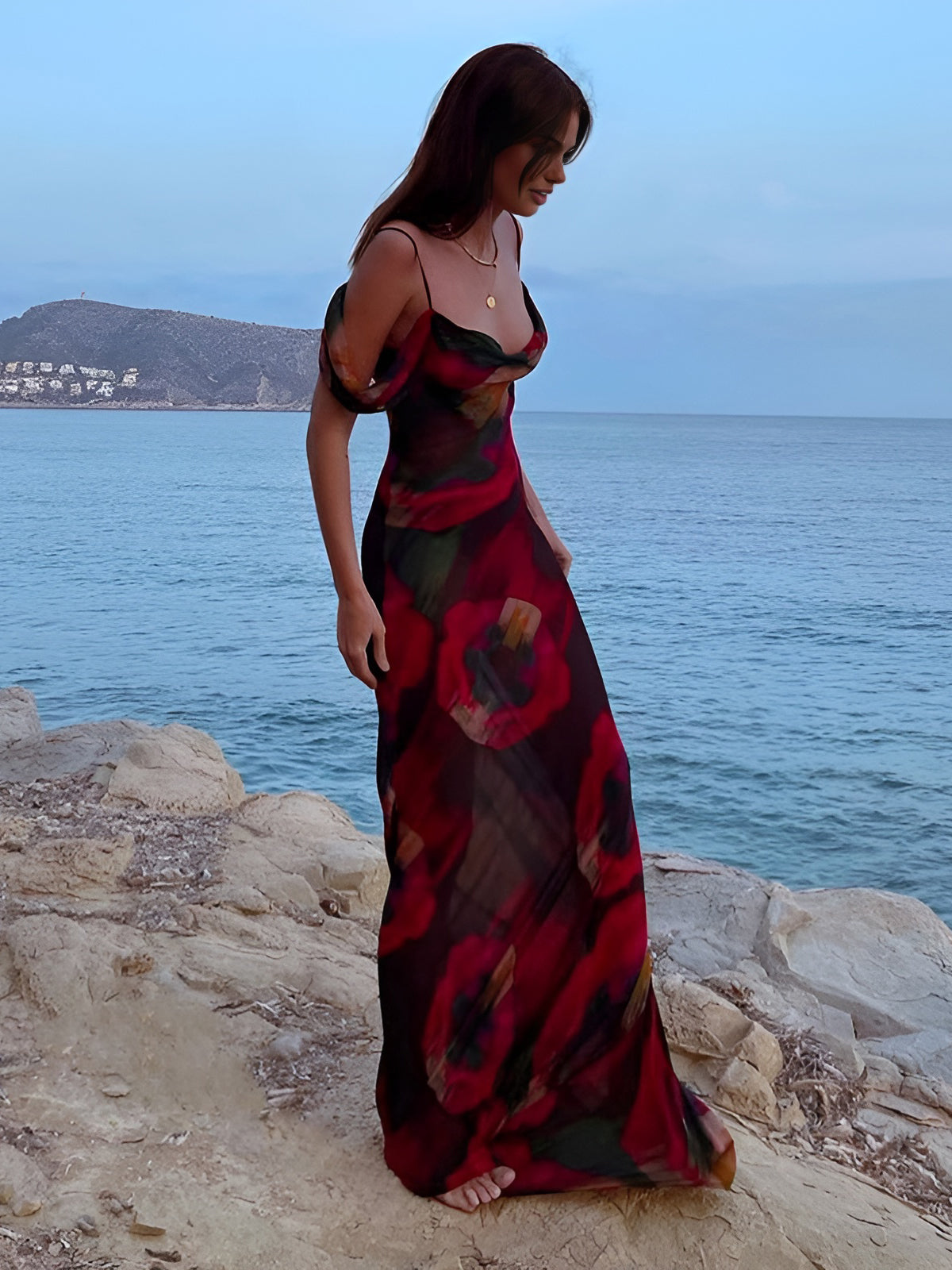 Mara | Durchscheinendes Blumenkleid mit Spaghettiträgern