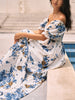Elvira | Florales Maxi-Kleid mit Puffärmel