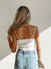 Clara | Knopf-Front Spaghetti-Top mit Spitzenbesatz