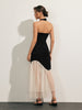 Clara | Glamouröses Tüll-Hem Slim Halter Kleid