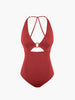 Clara | Metallischer Cutout Halter Badeanzug