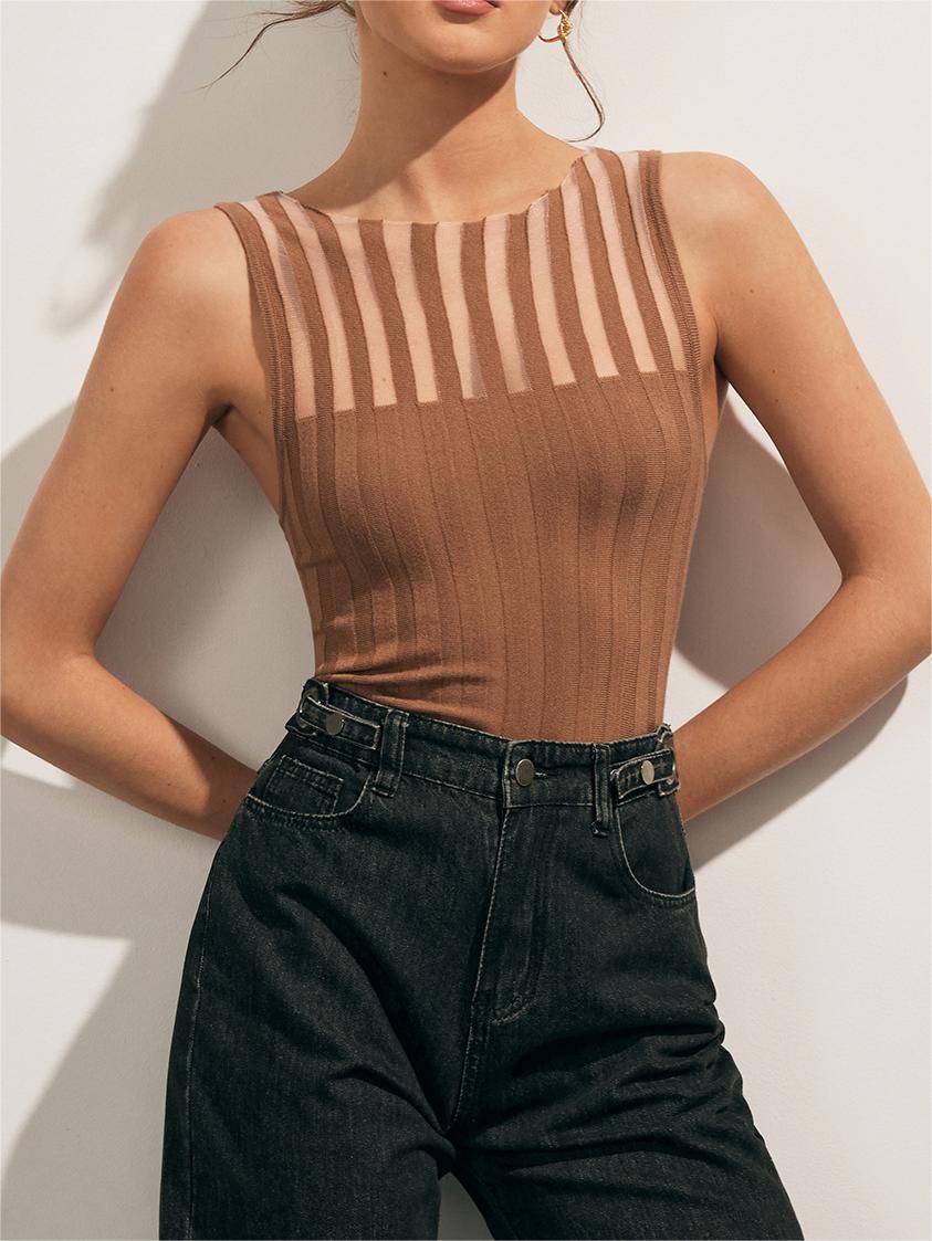 Clara | Transparentes geripptes Tanktop