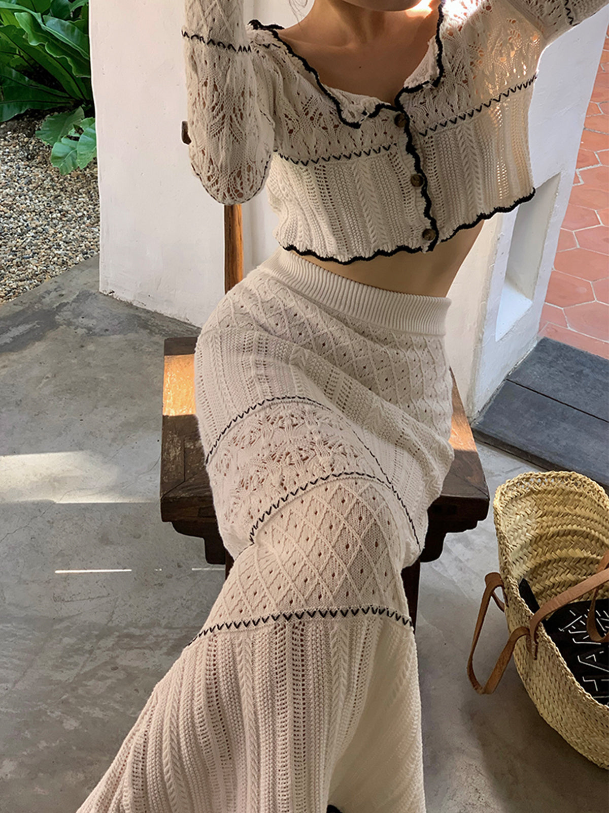 Clara | Eleganter Strickcardigan mit Kontrastverarbeitung