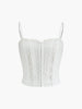 Clara | Knopf-Front Spaghetti-Top mit Spitzenbesatz
