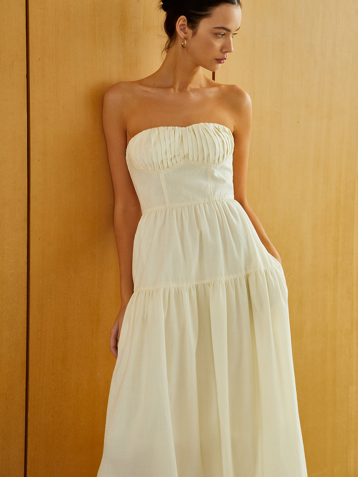 Clara | Elegantes Midi Kleid mit Reißverschluss und Falten