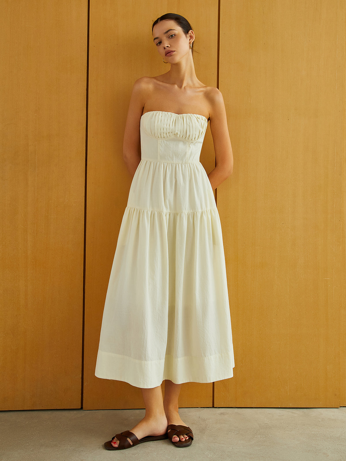 Clara | Elegantes Midi Kleid mit Reißverschluss und Falten