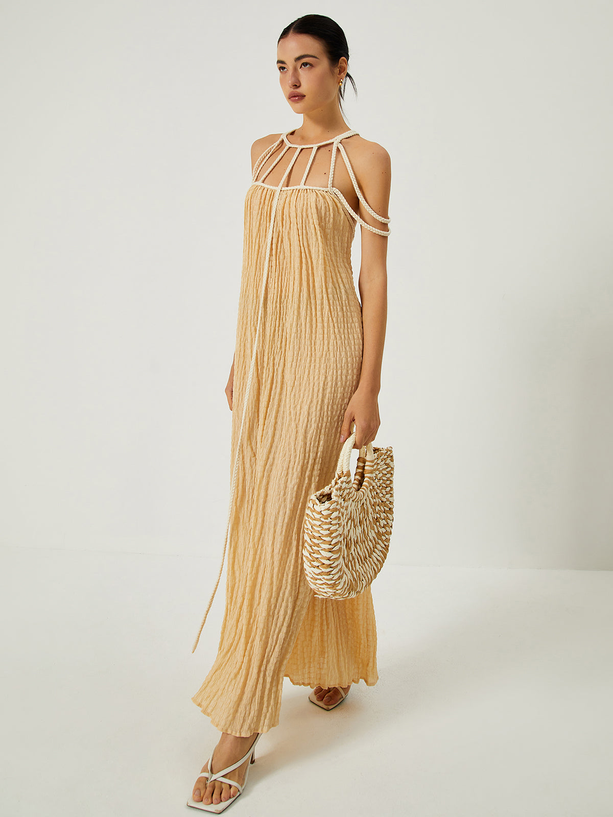 Clara | Drapiertes Halterneck-Kleid mit offenem Rücken