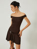 Clara | Verspieltes schulterfreies Kleid mit Rüschensaum